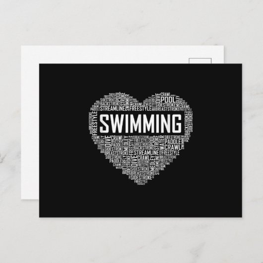 Zwemmen van het hart van de coachwimmer Gift Swim  Aankondigingskaart (Voorkant / Achterkant)