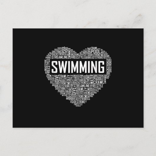Zwemmen van het hart van de coachwimmer Gift Swim Aankondigingskaart (Voorkant)