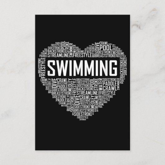 Zwemmen van het hart van de coachwimmer Gift Swim  Informatiekaartje (Voorkant)