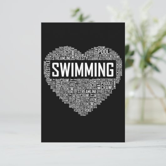 Zwemmen van het hart van de coachwimmer Gift Swim  Informatiekaartje (Staand voorkant)