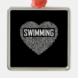 Zwemmen van het hart van de coachwimmer Gift Swim Metalen Ornament