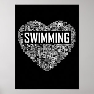 Zwemmen van het hart van de coachwimmer Gift Swim  Poster