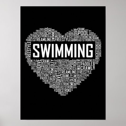 Zwemmen van het hart van de coachwimmer Gift Swim Poster (Voorkant)