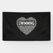 Zwemmen van het hart van de coachwimmer Gift Swim  Spandoek (Horizontaal)