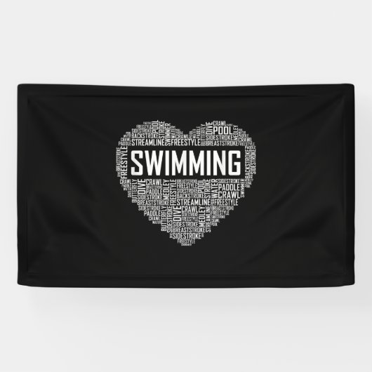 Zwemmen van het hart van de coachwimmer Gift Swim  Spandoek (Horizontaal)