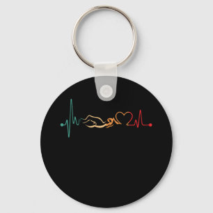 Zwemmen van zwemmer: hartslag Retro Gift Sleutelhanger