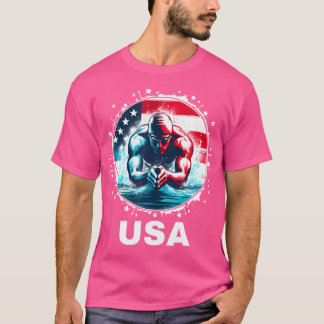 Zwemmen Verenigde Staten Team Kleding Amerikaanse T-shirt