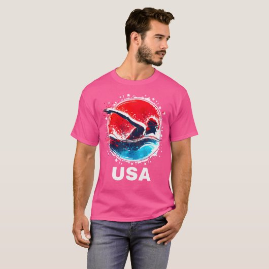 Zwemmen Verenigde Staten Team Kleding Amerikaanse T-shirt (Voorkant volledig)