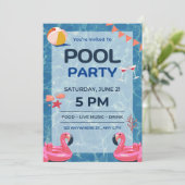 Zwemmen Verjaardag uitnodiging (Staand voorkant)
