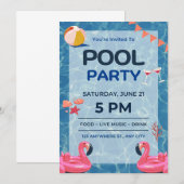 Zwemmen Verjaardag uitnodiging (Voorkant / Achterkant)