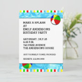 Zwemmen verjaardagsfeestje uitnodigingen (Staand voorkant)