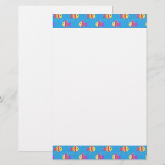 Zwemmen Vis Cartoon Patroon Briefpapier (Voorkant / Achterkant)