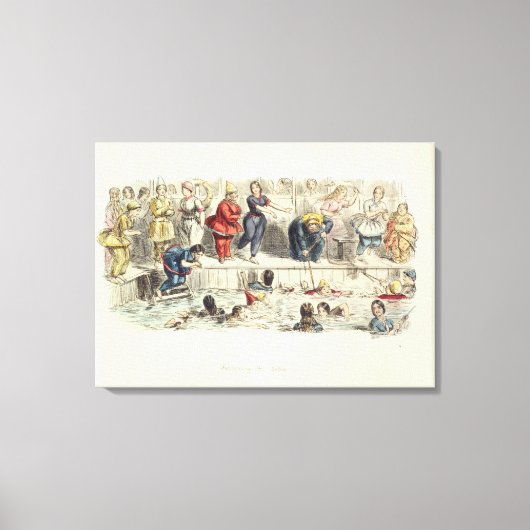 Zwemmen voor dames, 1844 (litho) canvas afdruk (Voorkant)