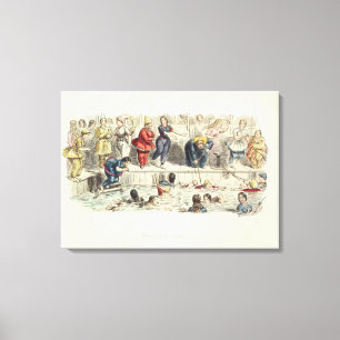Zwemmen voor dames, 1844 (litho) canvas afdruk