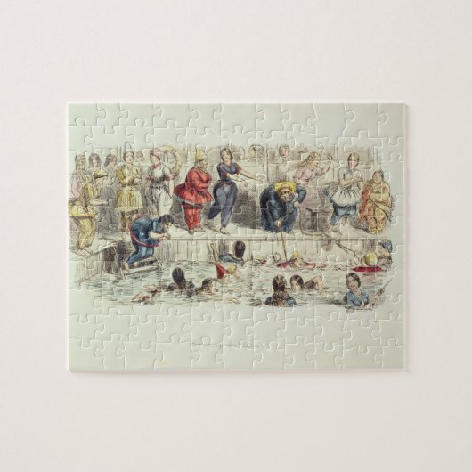 Zwemmen voor dames, 1844 (litho) legpuzzel (Horizontaal)