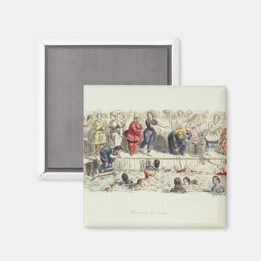 Zwemmen voor dames, 1844 (litho) magneet (Voorkant / Achterkant)