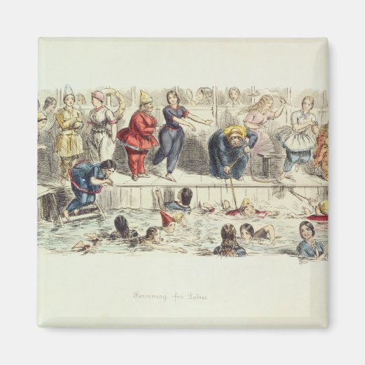 Zwemmen voor dames, 1844 (litho) magneet (Voorkant)