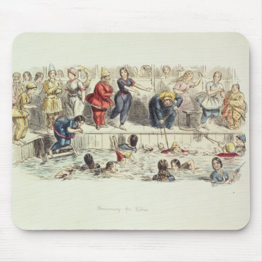Zwemmen voor dames, 1844 (litho) muismat (Voorkant)
