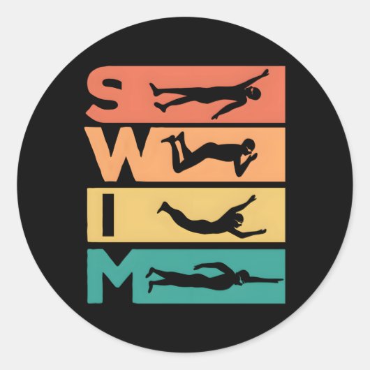 Zwemmen voor zwemmers ronde sticker (Voorkant)