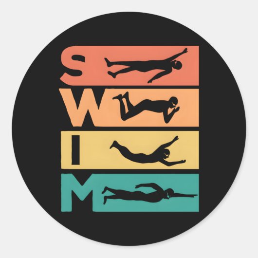 Zwemmen voor zwemmers ronde sticker (Voorkant)