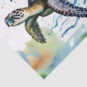 Zwemmen Zee Schildpad Abstracte Waterverf Tissuepapier (Detail)