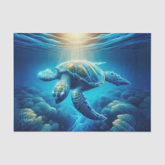 Zwemmen Zee Schildpad Decoupage | Ocean Wildlife A Tissuepapier (Voorkant)
