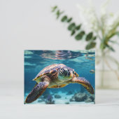 Zwemmen Zee Schildpad in de Oceaan Briefkaart (Staand voorkant)