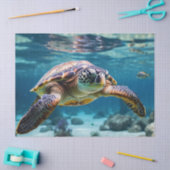 Zwemmen Zee Schildpad in de Oceaan Tissuepapier (Craft)