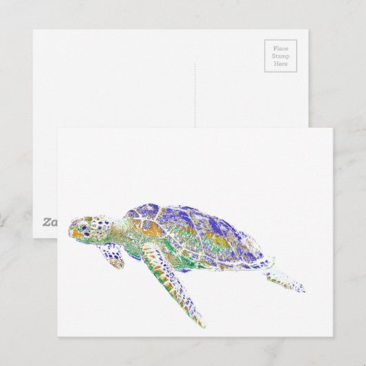 Zwemmen Zee schildpad Moderne kunst Briefkaart (Voorkant / Achterkant)
