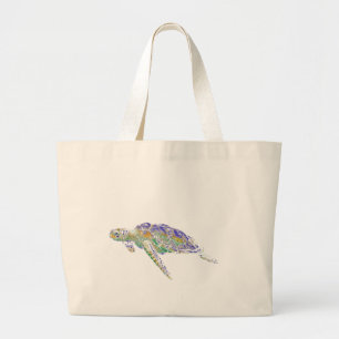 Zwemmen Zee schildpad Moderne kunst Grote Tote Bag