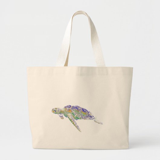 Zwemmen Zee schildpad Moderne kunst Grote Tote Bag (Voorkant)