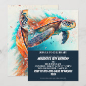 Zwemmen Zee Turtle Verjaardagsfeestuitnodigingen Kaart (Voorkant / Achterkant)