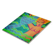 Zwemmen Zeemeermin Abstract schilderij Tegeltje (Zijkant)