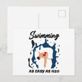 Zwemmen zo eenvoudig als H2O - Funny Swim Design Briefkaart (Voorkant / Achterkant)