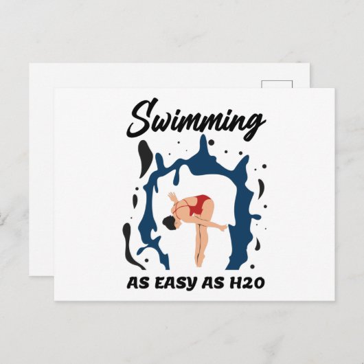 Zwemmen zo eenvoudig als H2O - Funny Swim Design Briefkaart (Voorkant / Achterkant)
