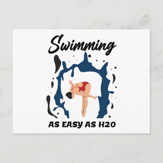 Zwemmen zo eenvoudig als H2O - Funny Swim Design Briefkaart (Voorkant)