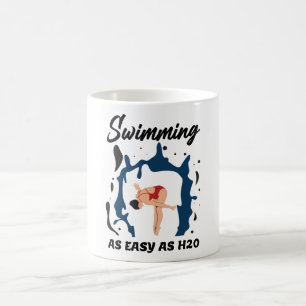 Zwemmen zo eenvoudig als H2O - Funny Swim Design Koffiemok