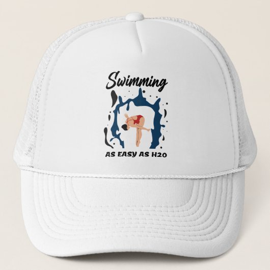 Zwemmen zo makkelijk als H2O - Grappig Zwemontwerp Trucker Pet (Voorkant)