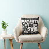 Zwemmen; Zwarte & Donkergrijze strepen Kussen (Stoel)