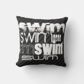 Zwemmen; Zwarte & Donkergrijze strepen Kussen (Voorkant)