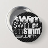 Zwemmen; Zwarte & Donkergrijze strepen Ronde Button 7,6 Cm (Voorkant /achterkant)