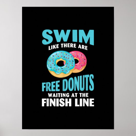 Zwemmen - zwembad zoals Re zijn gratis donuts Poster (Voorkant)
