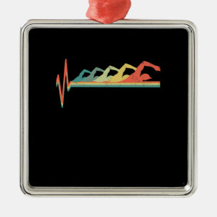 Zwemmen Zwemmeterhartslag Gift Premium Metalen Ornament