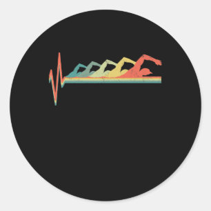 Zwemmen Zwemmeterhartslag Gift Premium Ronde Sticker