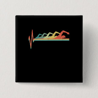 Zwemmen Zwemmeterhartslag Gift Premium Vierkante Button 5,1 Cm