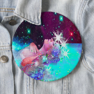 Zwemmend in een kosmische droom pinback knoop ronde button 6,0 cm