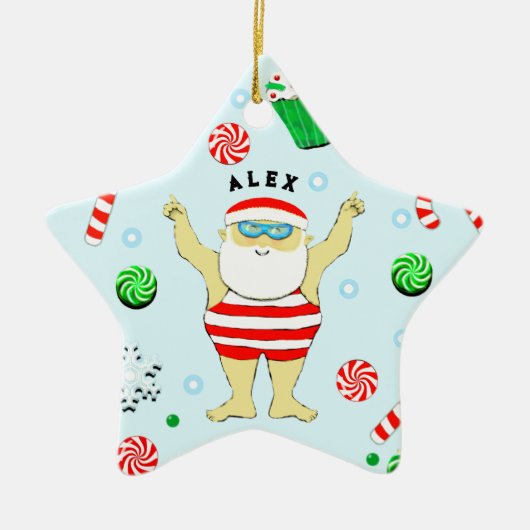 Zwemmend Kerst Collectie Keramisch Ornament (Voorkant)