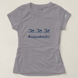 Zwemmende blauwe hashtag aquaholic t-shirt