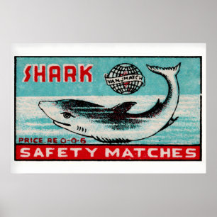 Zwemmende Haai - Matchbox Print - Esthetische Muur