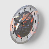 Zwemmende Koi Ronde Klok (Hoek)